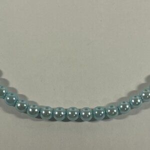 Small Light Blue Faux Pearl Bead Necklace 8mm Beads NWT